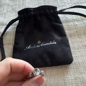 Andrea Candela Green Amethyst 18k & Sterling Silver Ring 925  Size 7